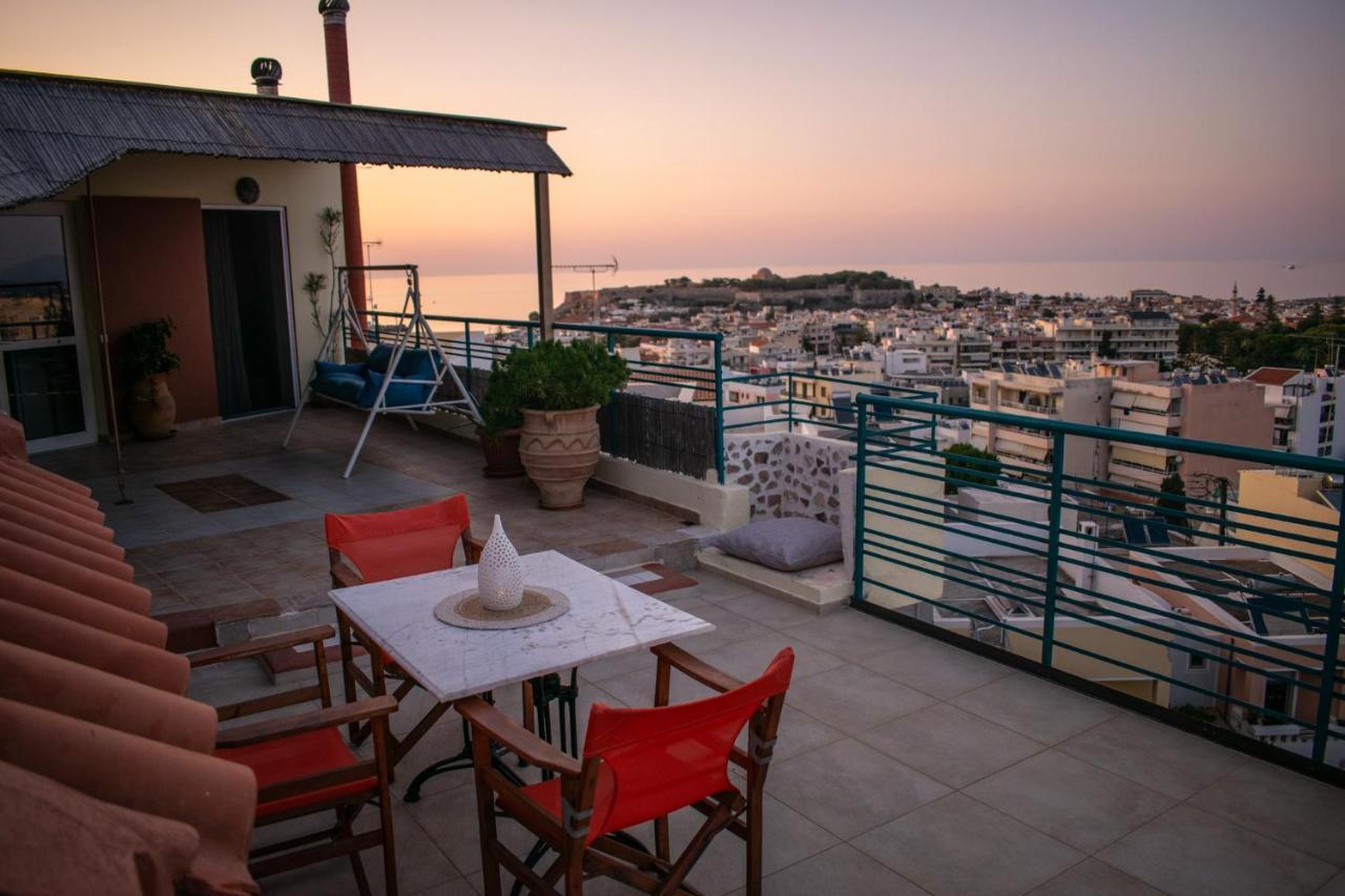 Apartament Rooftop With Sea View In Central Rethymno Zewnętrze zdjęcie